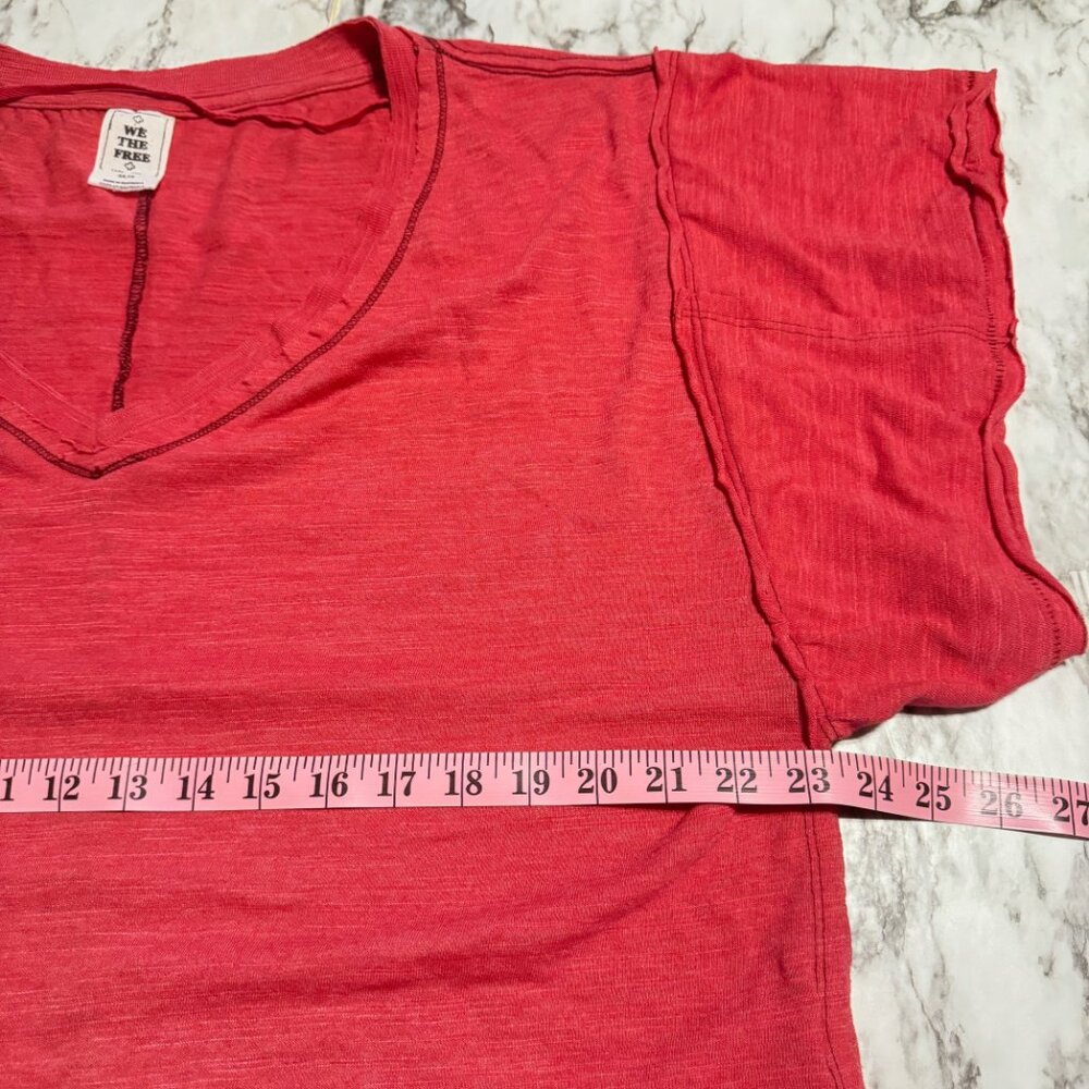 FREE PEOPLE We The Free Red My Boyfriend's Tee Cropped Oversized - Picture 6 of 7